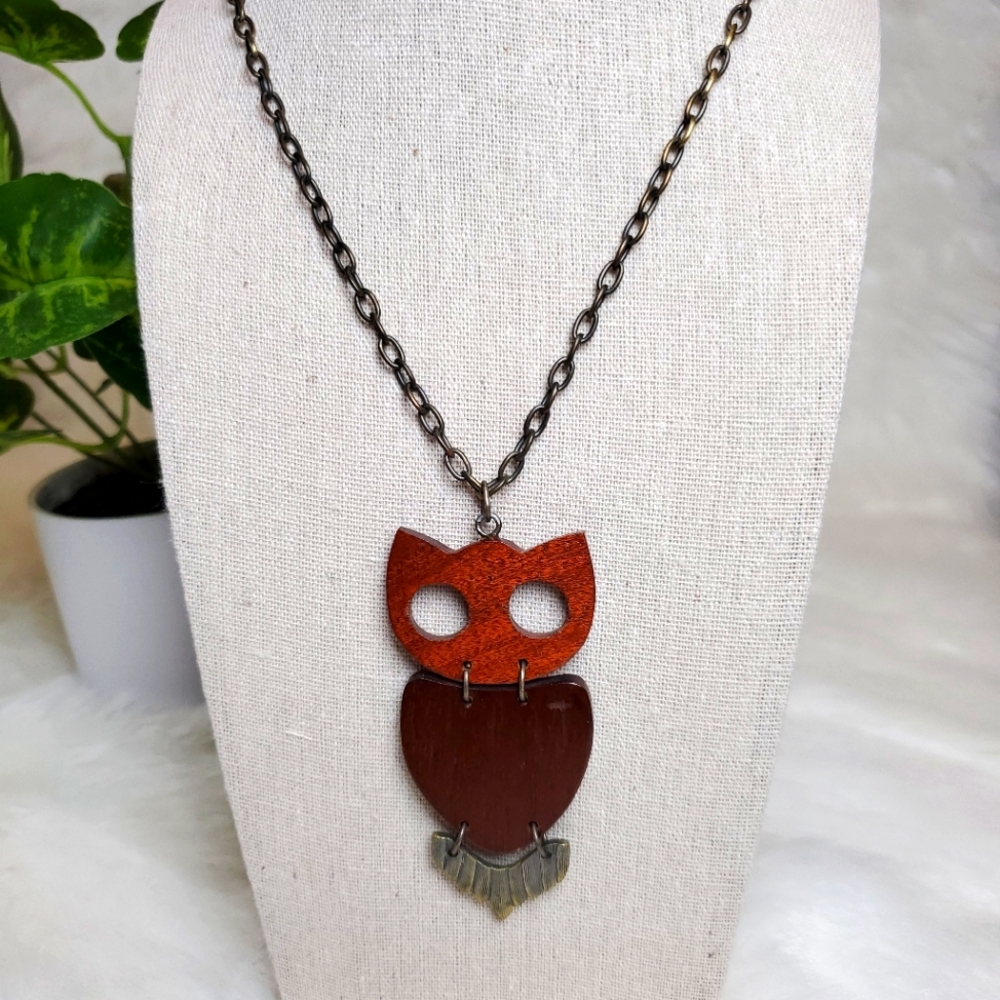 Wooden Owl Necklace
